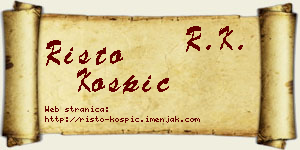 Risto Košpić vizit kartica